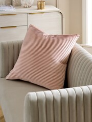 Pink 59 x 59cm Velvet Pleat Cushion - Image 1 of 5