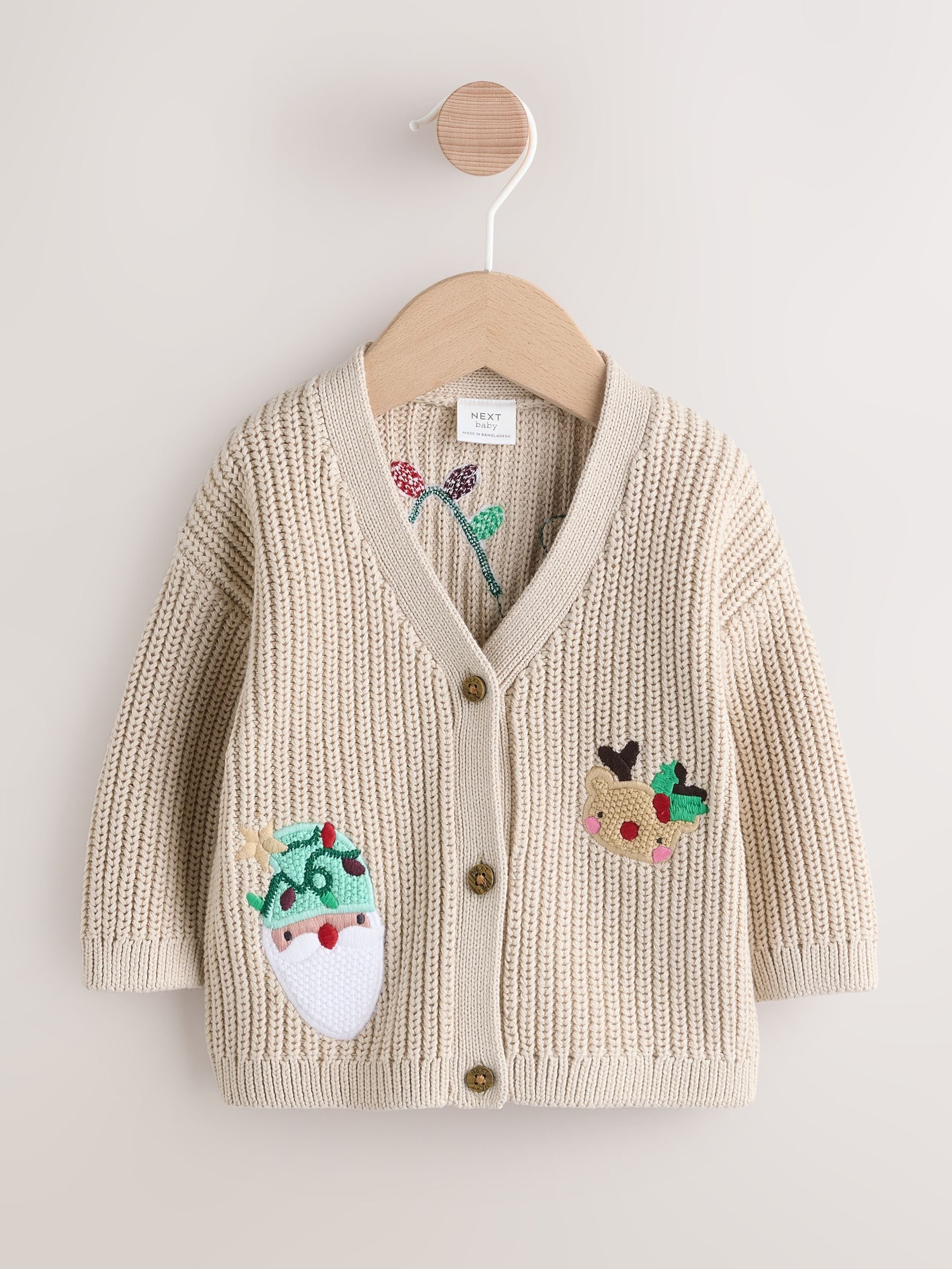 Buy Natural Oh What Fun Christmas Baby Knitted Cardigan from the