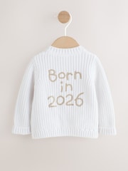 White Born In 2026 Baby Cardigan - Image 2 of 7