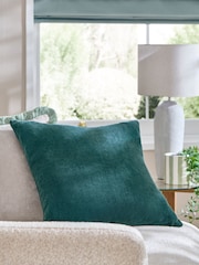Dark Teal Loxley Velvet 50 x 50cm Knife Edge Cushion - Image 1 of 5
