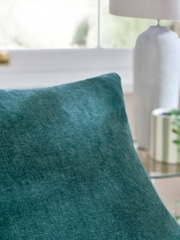 Dark Teal Loxley Velvet 50 x 50cm Knife Edge Cushion - Image 2 of 5