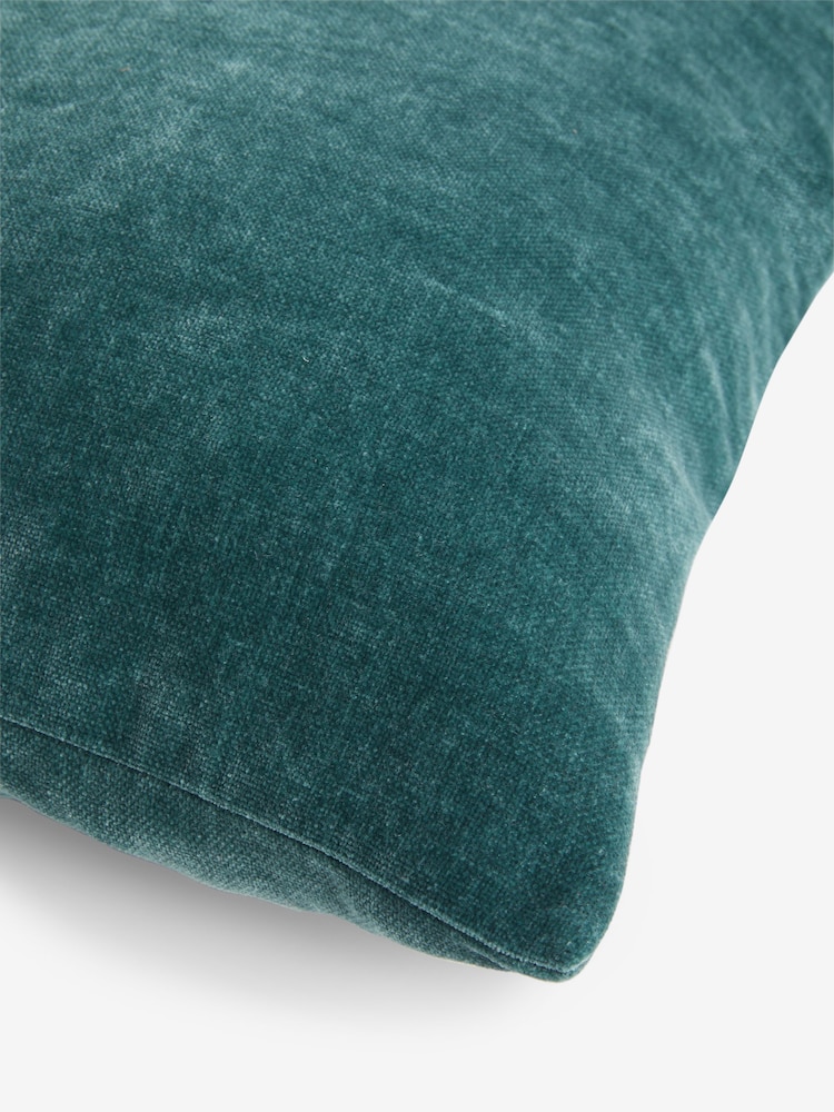 Dark Teal Loxley Velvet 50 x 50cm Knife Edge Cushion - Image 5 of 5