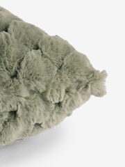 Sage Green 59 x 59cm Luna Scallop Faux Fur Cushion - Image 5 of 5