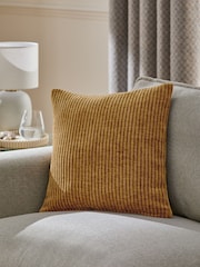 Ochre Yellow 43 x 43cm Corded Chenille Cushion - Image 1 of 6