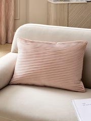 Pink 40 x 59cm Velvet Pleat Cushion - Image 1 of 5