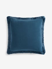 Mid Blue Chunky Fringe Chenille 50 x 50cm Cushion - Image 5 of 7