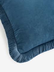 Mid Blue Chunky Fringe Chenille 50 x 50cm Cushion - Image 6 of 7