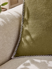 Green 50 x 50cm Wool Blend Blanket Stitch Cushion - Image 2 of 5
