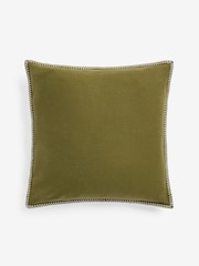 Green 50 x 50cm Wool Blend Blanket Stitch Cushion - Image 3 of 5
