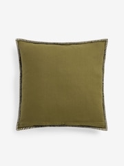 Green 50 x 50cm Wool Blend Blanket Stitch Cushion - Image 4 of 5