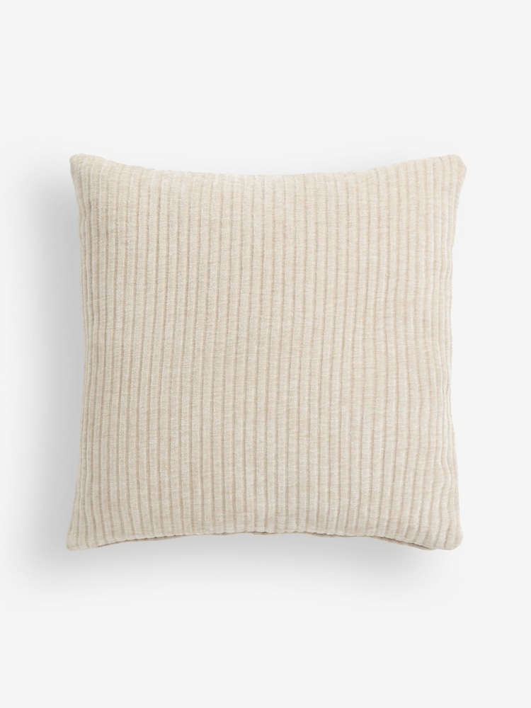 Light Natural 43 x 43cm Corded Chenille Cushion - Image 3 of 5