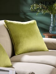 Bright Green Matte Velvet Contrast Pipe 50 x 50cm Cushion - Image 8 of 8