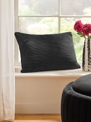 Charcoal Grey 40 x 59cm Velvet Pleat Cushion - Image 1 of 5