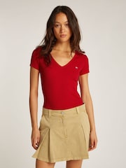 Tommy Jeans Red Slim Essential T-Shirt - Image 1 of 7