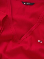 Tommy Jeans Red Slim Essential T-Shirt - Image 7 of 7