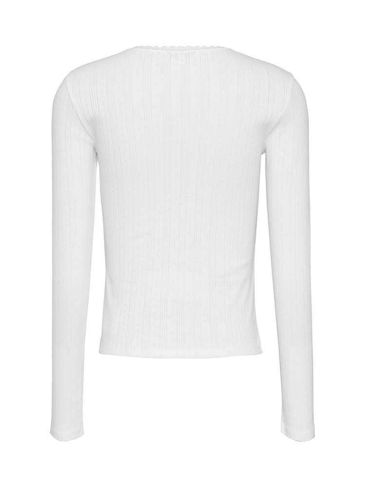 Tommy Jeans White Slim Pointelle 100% Cotton T-Shirt - Image 6 of 7