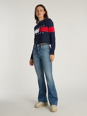 Tommy Jeans Blue Center Flag 100% Cotton Jumper - Image 3 of 7