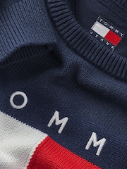 Tommy Jeans Blue Center Flag 100% Cotton Jumper - Image 5 of 7