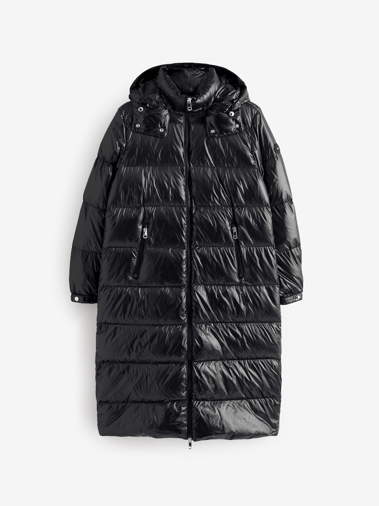 Tommy Jeans Black Down Shine Maxi Puffer Coat - Image 1 of 1