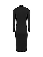 Tommy Jeans Black TJW Long Sleeve Polo Midi Dress - Image 5 of 6