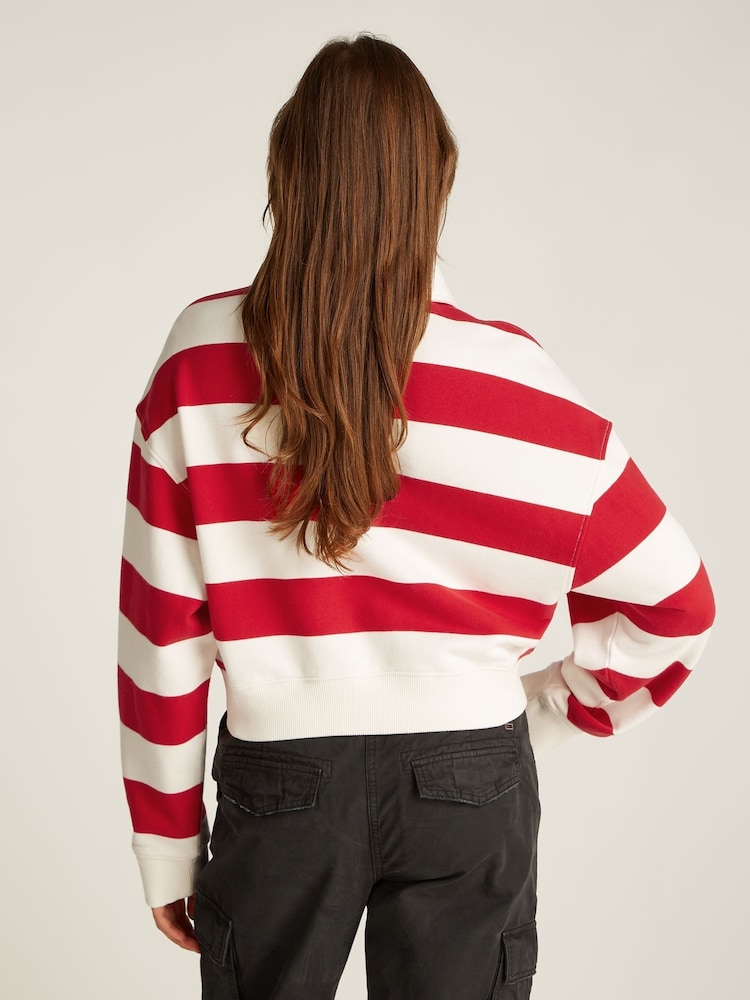 Tommy Jeans White White Boxy Badge 100% Cotton Polo Sweatshirt - Image 2 of 7