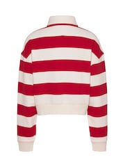 Tommy Jeans White White Boxy Badge 100% Cotton Polo Sweatshirt - Image 6 of 7