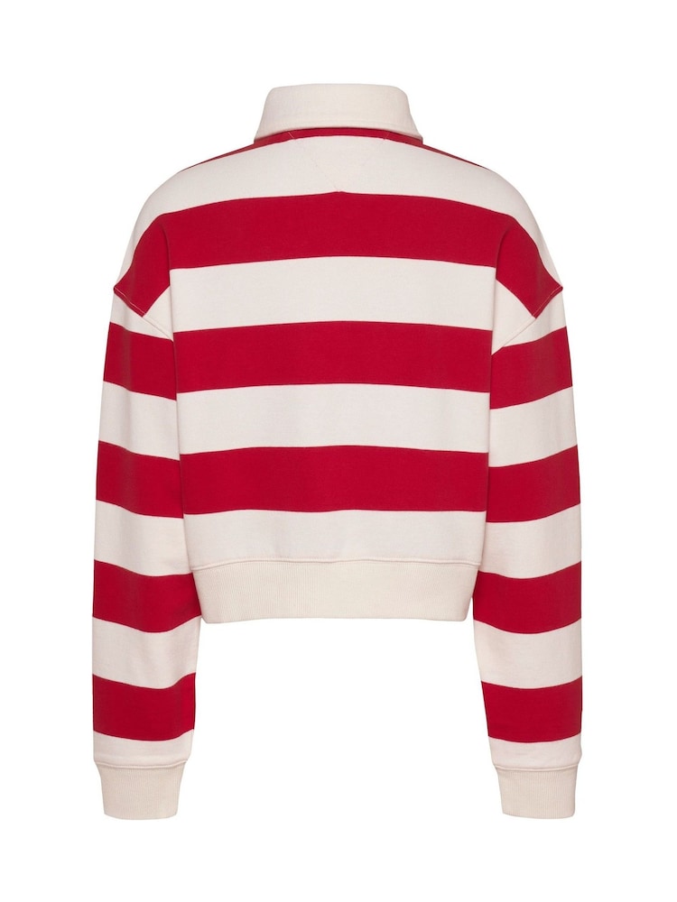 Tommy Jeans White White Boxy Badge 100% Cotton Polo Sweatshirt - Image 6 of 7