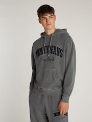 Tommy Jeans Black Vintage Varsity 100% Cotton Hoodie - Image 1 of 7