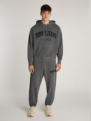 Tommy Jeans Black Vintage Varsity 100% Cotton Hoodie - Image 3 of 7
