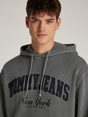 Tommy Jeans Black Vintage Varsity 100% Cotton Hoodie - Image 4 of 7