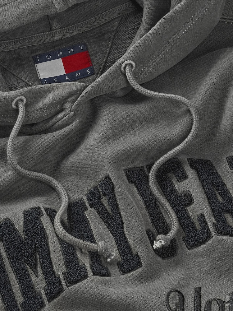 Tommy Jeans Black Vintage Varsity 100% Cotton Hoodie - Image 7 of 7