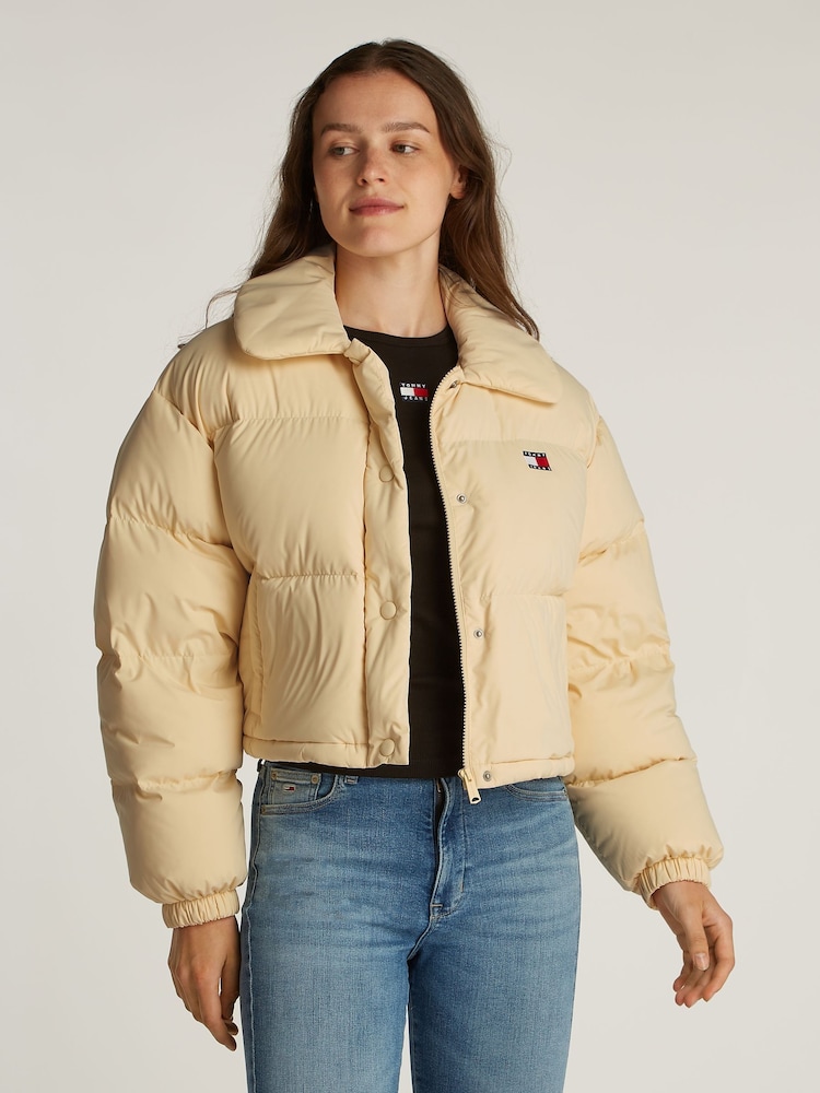 Tommy Jeans Cream Badge Collar Jacket - Image 1 of 6