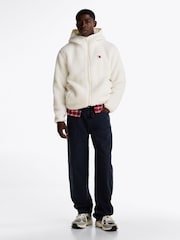 Tommy Jeans White Badge Teddy Hoodie - Image 1 of 4