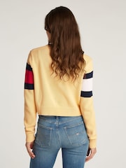 Tommy Jeans Cream Center Flag 100% Cotton Jumper - Image 2 of 7
