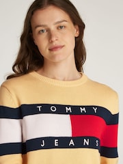 Tommy Jeans Cream Center Flag 100% Cotton Jumper - Image 4 of 7