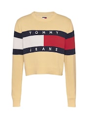 Tommy Jeans Cream Center Flag 100% Cotton Jumper - Image 5 of 7