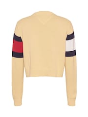 Tommy Jeans Cream Center Flag 100% Cotton Jumper - Image 6 of 7