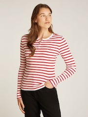 Tommy Jeans Red 100% Cotton Button Rib T-Shirt - Image 1 of 7