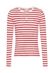 Tommy Jeans Red 100% Cotton Button Rib T-Shirt - Image 5 of 7