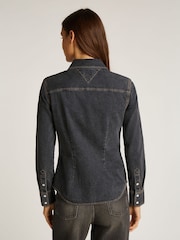 Tommy Jeans Black Western Washed 100% Cotton Shirt - Image 2 of 7