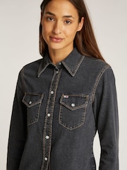 Tommy Jeans Black Western Washed 100% Cotton Shirt - Image 4 of 7