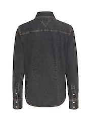 Tommy Jeans Black Western Washed 100% Cotton Shirt - Image 6 of 7