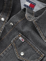 Tommy Jeans Black Western Washed 100% Cotton Shirt - Image 7 of 7