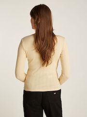 Tommy Jeans Cream Slim Pointelle 100% Cotton T-Shirt - Image 2 of 7
