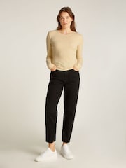 Tommy Jeans Cream Slim Pointelle 100% Cotton T-Shirt - Image 5 of 7