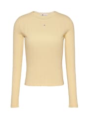 Tommy Jeans Cream Slim Pointelle 100% Cotton T-Shirt - Image 6 of 7