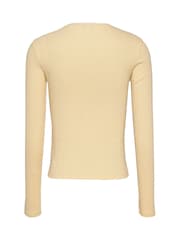 Tommy Jeans Cream Slim Pointelle 100% Cotton T-Shirt - Image 7 of 7