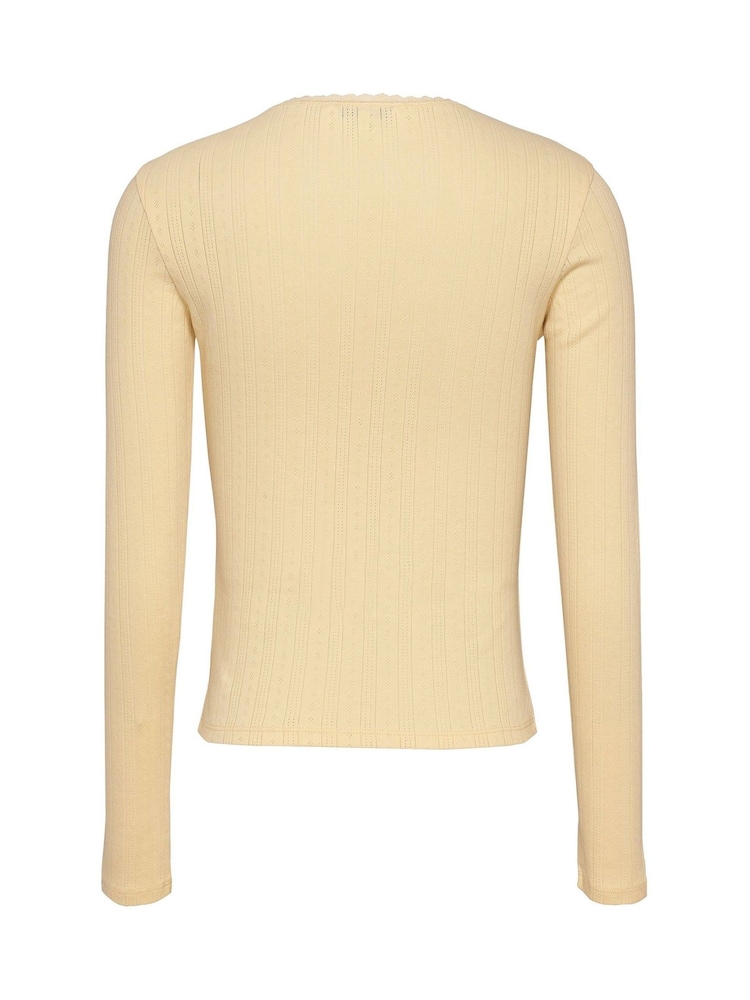 Tommy Jeans Cream Slim Pointelle 100% Cotton T-Shirt - Image 7 of 7