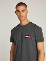 Tommy Jeans Black Regular Fit Badge 100% Cotton T-Shirt - Image 4 of 7