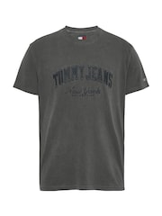 Tommy Jeans Black Vintage Varsity 100% Cotton T-Shirt - Image 5 of 7